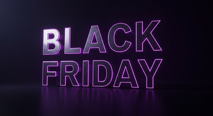 Fototapeta premium Black Friday neon sign glowing with vibrant purple light, perfect for sales promotions