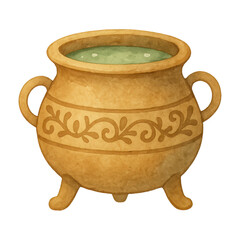 PNG Vintage cauldron with green potion.