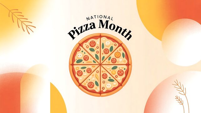 Celebrate national pizza month with a delicious slice of this festive pizza illustration - Powered by Adobe