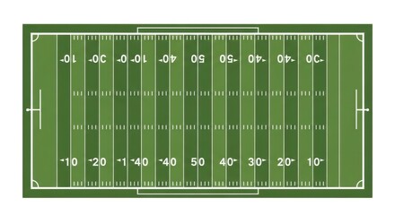 American Football Field Illustration Green Grass White Lines.