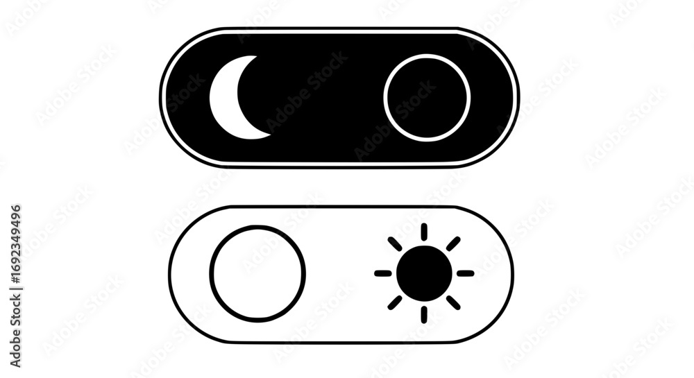 Fototapete toggle switch for day and night mode icon set for ui design and app development