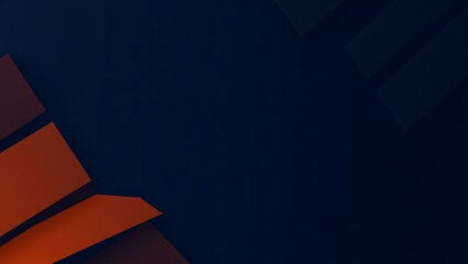 Obraz premium Dark navy blue and burnt orange 3D abstract geometric pattern, modern template style, sharp lines, suitable for cover layout or marketing material