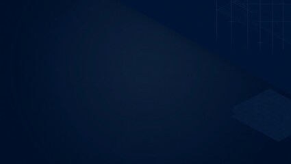 Obraz premium Dark navy blue gradient background with precise square grid elements and stylish paper-cut stripe diagonals, perfect for modern digital headers
