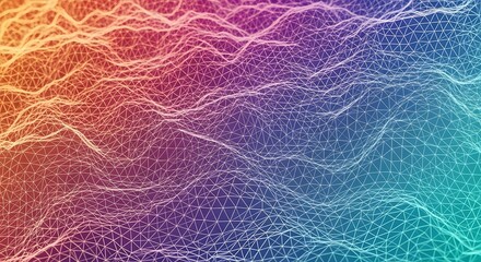 Abstract Network Connection A Vibrant, Colorful 3D Render of a Digital Grid