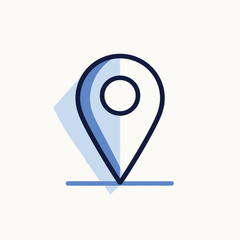 Simple Blue Location Pin Icon with Shadow.