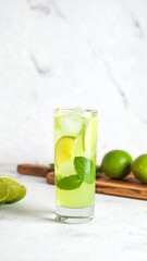 Fototapeta premium Refreshing lime drink with mint