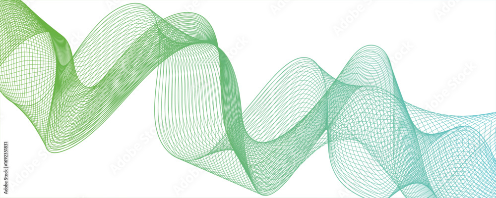 Poster abstract digital wave pattern consisting of smooth, flowing lines in a teal gray gradient. waves cur