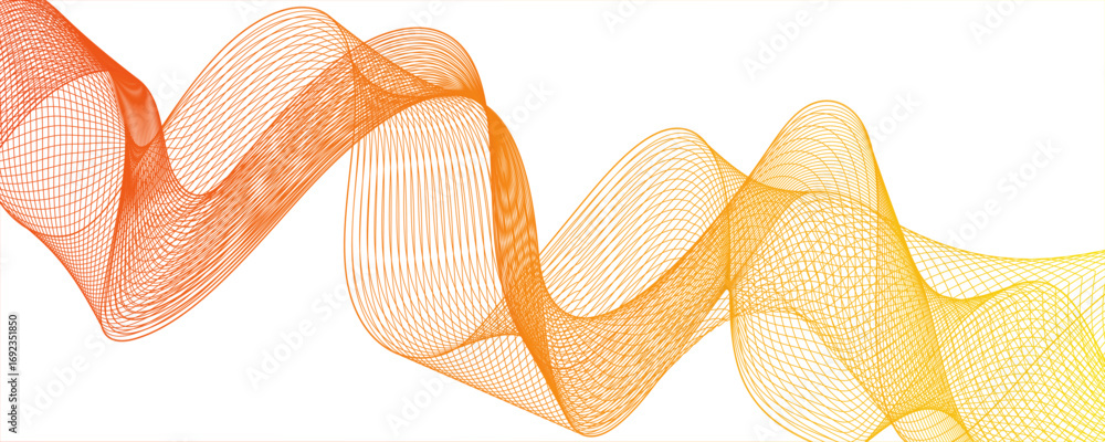 Poster abstract digital wave pattern consisting of smooth, flowing lines in a teal golden gradient. waves c