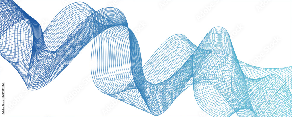 Poster abstract digital wave pattern consisting of smooth, flowing lines in a teal blue gradient. waves cur