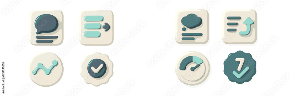 Poster modern collection of essential digital interface icons featuring a soft three-dimensional aesthetic 