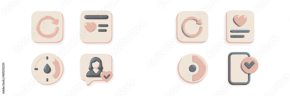 Poster 3d icon set for user interface design with modern pastel symbols for mobile apps and web development