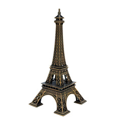 Model of Eiffel Tower displayed on a flat surface showcases intricate design and Parisian charm