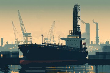 Obraz premium Petroleum Transport Tanker Vector