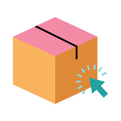 E-commerce Order and Delivery Icon with Package and Click Cursor