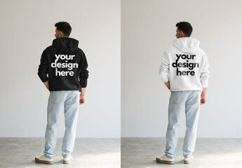 Mockup Of Man Wearing Customizable Hoodie, Back