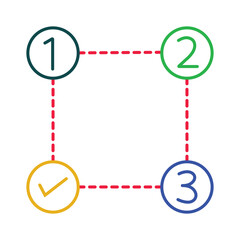 Step-by-Step Process and Workflow Vector Icon with Checkmark