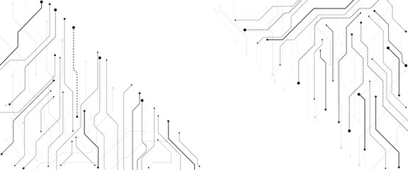 Vector abstract technology on a white background. Technology black circuit diagram.