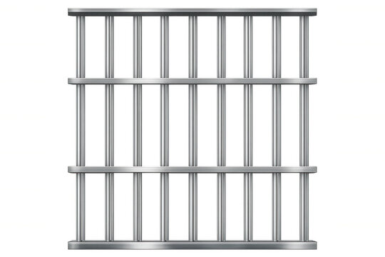Metal jail bars isolated on transparent background, creating a concept of imprisonment, confinement, and captivity