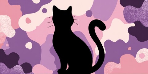 Fototapeta premium Modern cat silhouette design with vibrant abstract background, ideal for creative branding, pet themes, or contemporary decor marketing