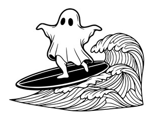 silhouette of a ghost surfing