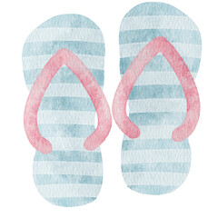 Flip Flops – Hand painted watercolor illustration of summer flip flops, isolated on white background.