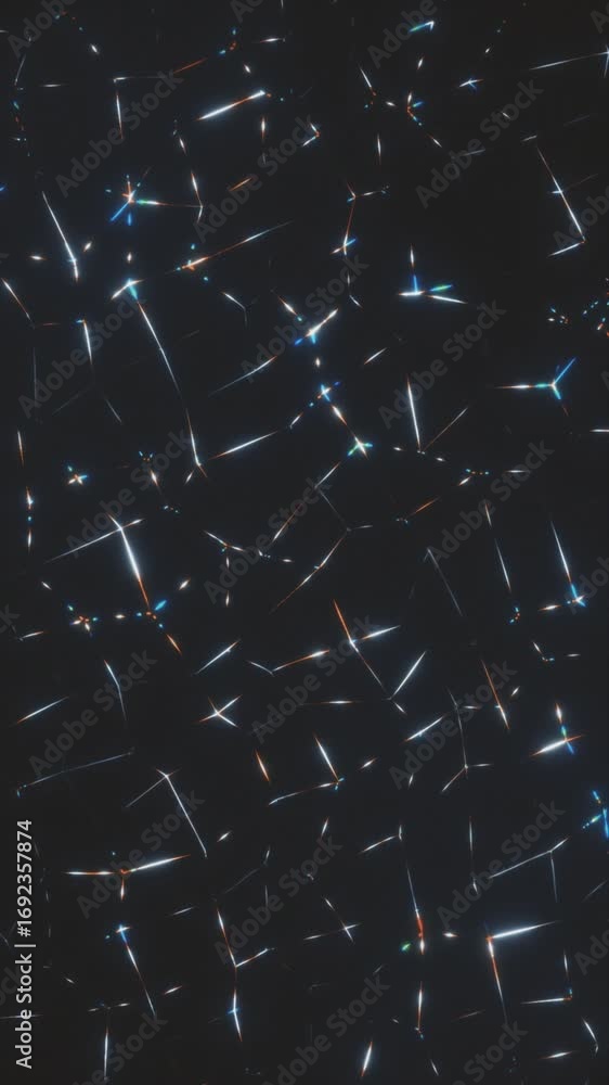 Poster an abstract animation captivates with shimmering light patterns on a dark background, offering a uni