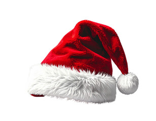 Minimal Santa hat icon, classic red christmas hat symbol, simple festive design on white background