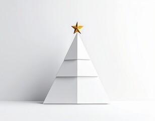 Minimal Christmas tree symbol with star, simple festive holiday icon on white background
