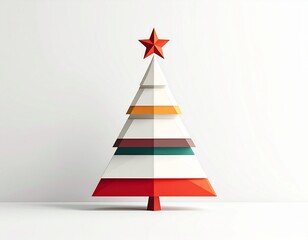 Minimal Christmas tree symbol with star, simple festive holiday icon on white background