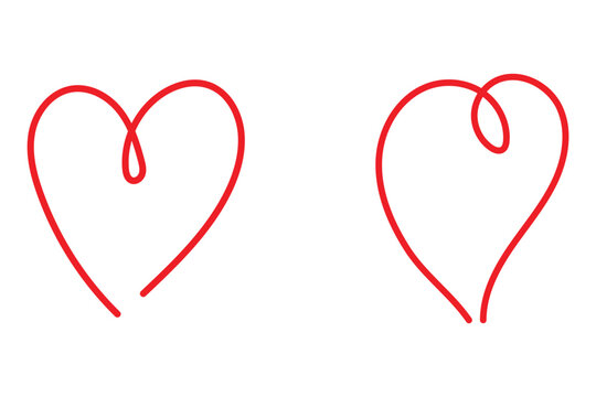 Naklejki Red heart icon. Hand drawn heart symbol illustration. Hand drawn love symbol. Heart line art doodle drawing. Romantic love shape for valentine, anniversary, marriage etc