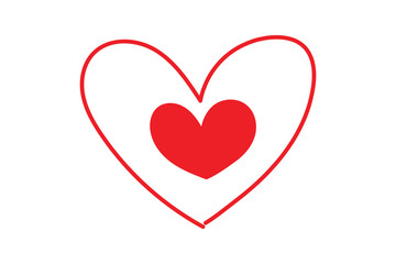 Red heart icon. Hand drawn heart symbol illustration. Hand drawn love symbol. Heart line art doodle drawing. Romantic love shape for valentine, anniversary, marriage etc