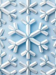 This is a fresh and modern take on classic winter themes. The collection features sophisticated 3D snowflake and geometric patterns in a clean palette of white, blue, and metallic silver, perfect for 