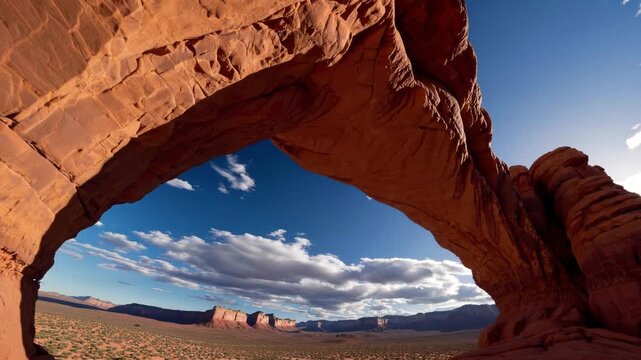 Exploring natural arches in a serene desert landscape at sunset near Monument Valley