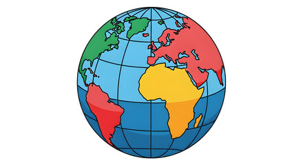 Colorful Globe Illustration on White Background for Educational Purposes