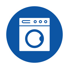 Simple Icon of a Washing Machine in Circle Format for Laundry Concepts