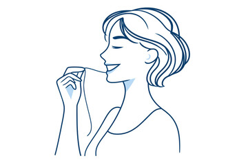 Smiling woman confidently flossing her teeth for a clean and healthy smile