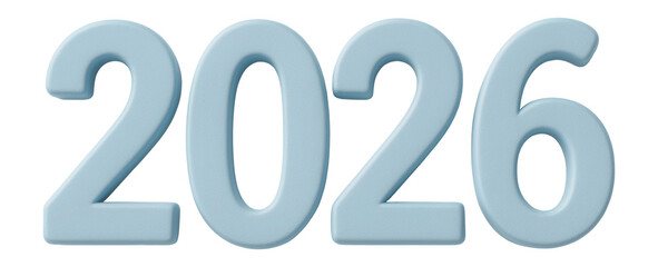 2026 year number in soft pastel blue