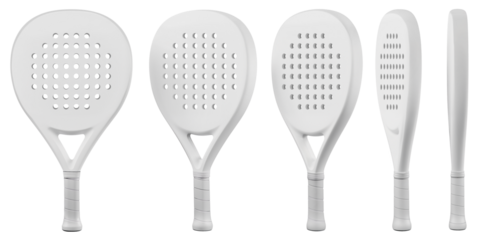 360 turnaround 3D view of a white padel racket mockup on isolated background