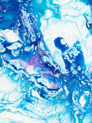 Blue and purple abstract fantastic wave, creative hand painted background, marble and brush texture, abstract ocean, acrylic painting.