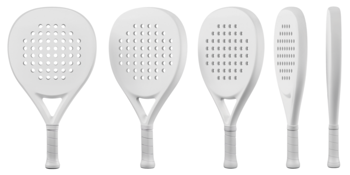 360 turnaround 3D view of a white padel racket mockup on isolated background