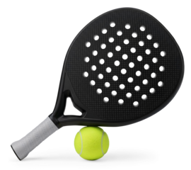 Padel racket and ball isolated on transparent background