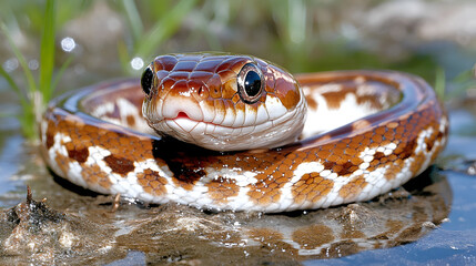 Fototapeta premium close up of a black snake