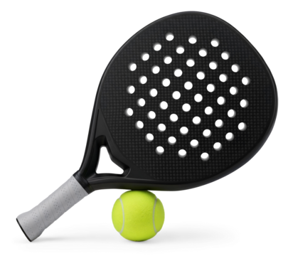 Padel racket and ball isolated on transparent background