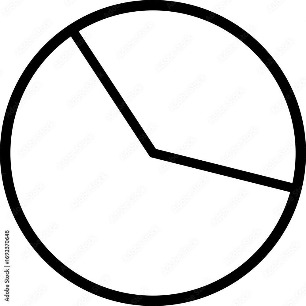 Poster pie chart icon. simple clock face illustration with two hands indicating a time within the circle ou