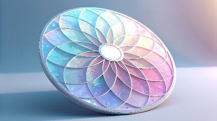 Abstract geometric shape with pastel rainbow colors and soft lighting