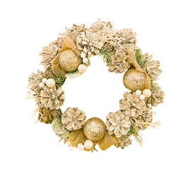 Christmas wreath isolated on white. decor, design element