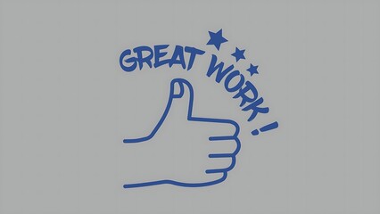 Great work thumbs up gesture with stars and text