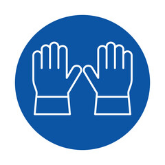 Simple Icon of Two Raised Hands on a Blue Background Representing Help