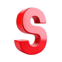 Naklejka premium Bright red 3D letter S showcasing vibrant color and smooth design in an artistic display on a neutral background