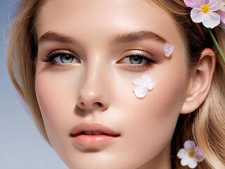 Beautiful woman with floral accents